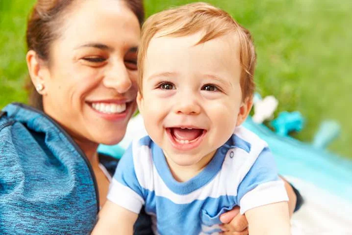 Mom and baby in park