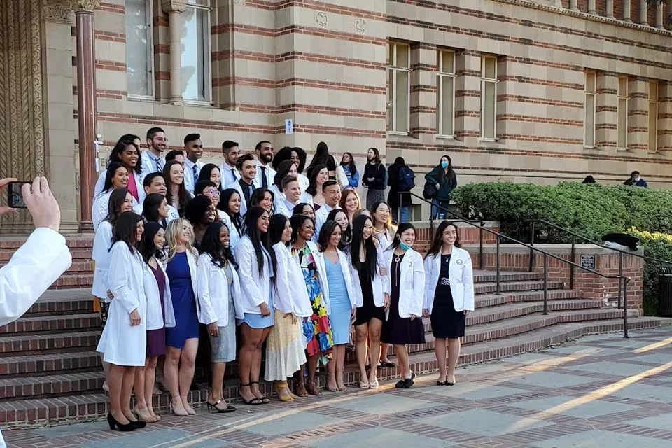 White coat ceremony students pose for group photo